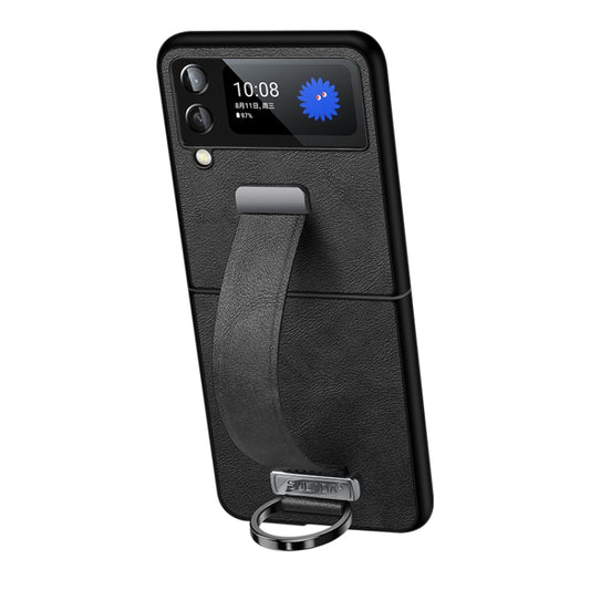 For Samsung Galaxy Z Flip4 SULADA Cool Series PC + Leather Texture Skin Feel Shockproof Phone Case(Black) - Galaxy Z Flip4 5G Cases by SULADA | Online Shopping UK | buy2fix