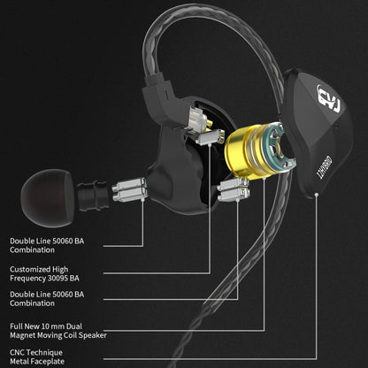 CVJ-CSN In-Ear Dual Magnetic Circuit Dynamic HIFI Wired Earphone, Style:With Mic(Blue) - In Ear Wired Earphone by CVJ | Online Shopping UK | buy2fix
