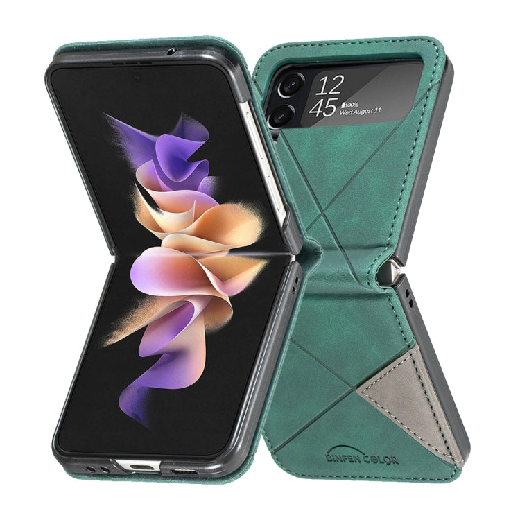 For Samsung Galaxy Z Flip4 Rhombus Texture Leather Phone Case(Green) - Galaxy Z Flip4 5G Cases by buy2fix | Online Shopping UK | buy2fix