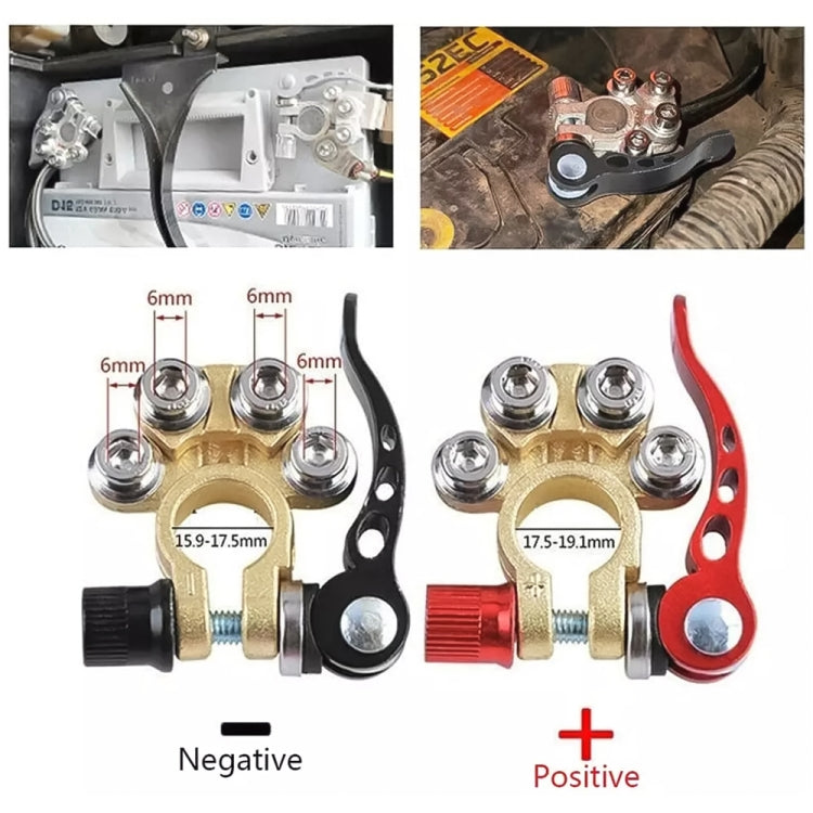 1 Pair Car Battery Terminals Quick Disconnect Cables Connectors, with L Wrench + Terminal + Insulation Pad + Brush - Booster Cable & Clip by buy2fix | Online Shopping UK | buy2fix