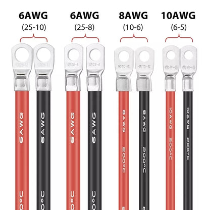 8AWG 10-6 Car 50cm Red + Black Pure Copper Battery Inverter Cable - In Car by buy2fix | Online Shopping UK | buy2fix