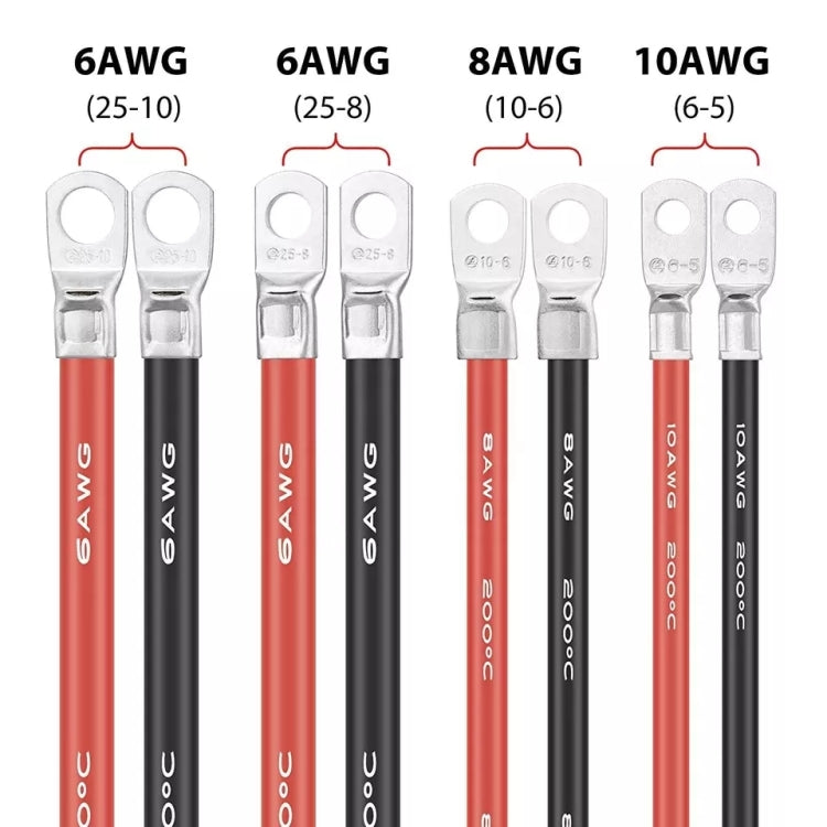 6AWG 25-10 Car 50cm Red + Black Pure Copper Battery Inverter Cable - In Car by buy2fix | Online Shopping UK | buy2fix