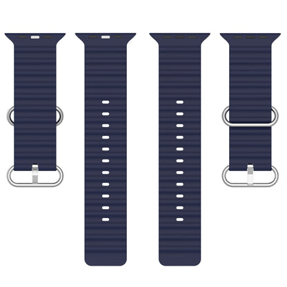 Ocean Silicone Watch Band For Apple Watch Ultra 49mm / Series 8&7 45mm / SE 2&6&SE&5&4 44mm (Midnight Blue) - Watch Bands by buy2fix | Online Shopping UK | buy2fix