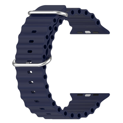 Ocean Silicone Watch Band For Apple Watch Ultra 49mm / Series 8&7 45mm / SE 2&6&SE&5&4 44mm (Midnight Blue) - Watch Bands by buy2fix | Online Shopping UK | buy2fix
