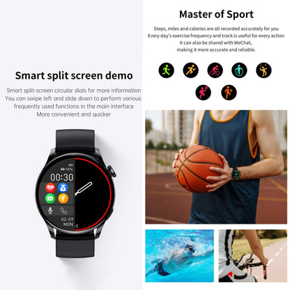 GW69 Smart Watch, Support BT Call / Heart Rate / Blood Pressure / Blood Oxygen(Sliver + Silicone Strap Black) - Smart Wear by buy2fix | Online Shopping UK | buy2fix