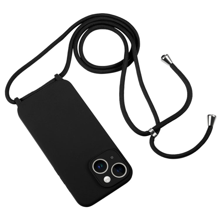 For iPhone 14 Plus Crossbody Lanyard Liquid Silicone Case(Black) - iPhone 14 Plus Cases by buy2fix | Online Shopping UK | buy2fix