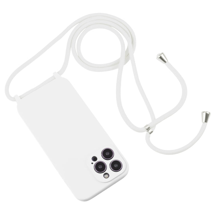 For iPhone 14 Pro Max Crossbody Lanyard Liquid Silicone Case(White) - iPhone 14 Pro Max Cases by buy2fix | Online Shopping UK | buy2fix