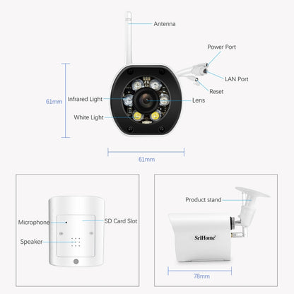 SriHome SH034C 4.0MP AI Humanoid Tracking WiFi Outdoor Surveillance Camera(UK Plug) - Bullet Camera by SriHome | Online Shopping UK | buy2fix