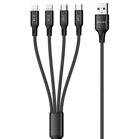 awei CL-129 4 in 1 USB to USB-C / Type-C to 8Pin to Micro USB Multi Charging Cable -  by awei | Online Shopping UK | buy2fix