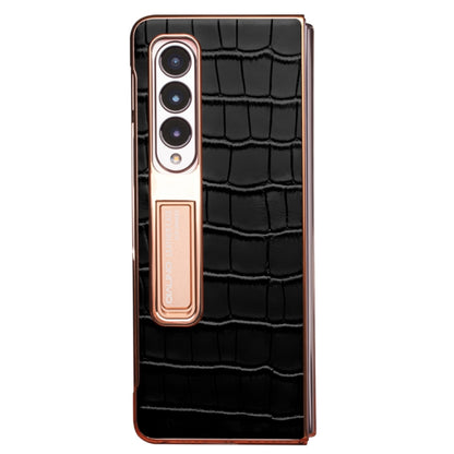 For Samsung Galaxy Z Fold3 5G/W22 5G QIALINO 2 in 1 Crocodile Pattern Genuine Leather + PC Phone Case(Black) - Galaxy Phone Cases by QIALINO | Online Shopping UK | buy2fix