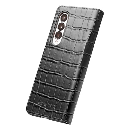 For Samsung Galaxy Z Fold3 5G/W22 5G QIALINO Crocodile Pattern Genuine Leather Phone Case(Black) - Galaxy Phone Cases by QIALINO | Online Shopping UK | buy2fix