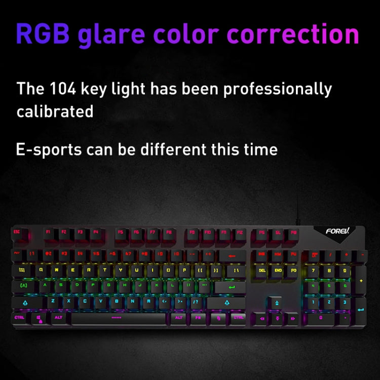 FOREV FVQ302 Mixed Color Wired Mechanical Gaming Illuminated Keyboard(White Green) - Wired Keyboard by buy2fix | Online Shopping UK | buy2fix