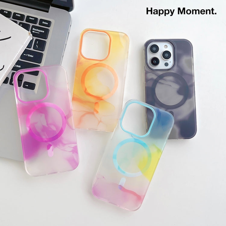 For iPhone 12 Watercolor Magsafe Phone Case(Black) - iPhone 12 / 12 Pro Cases by buy2fix | Online Shopping UK | buy2fix