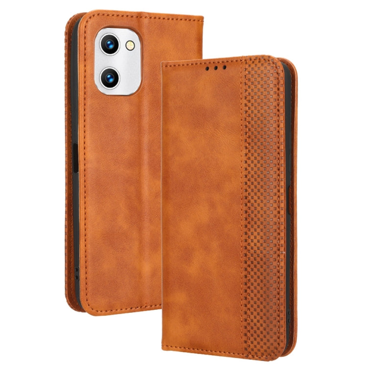 For UMIDIGI C1 Magnetic Buckle Retro Texture Leather Phone Case(Brown) - More Brand by buy2fix | Online Shopping UK | buy2fix