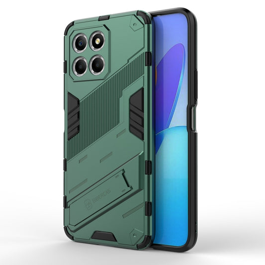 For Honor X8 5G Punk Armor PC + TPU Phone Case with Holder(Green) - Honor Cases by buy2fix | Online Shopping UK | buy2fix