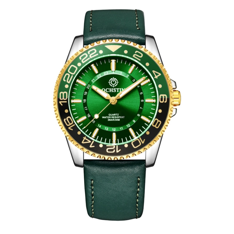 Ochstin 5019G Fashion Business Waterproof Leather Strap Quartz Watch(Green+Green) - Leather Strap Watches by OCHSTIN | Online Shopping UK | buy2fix