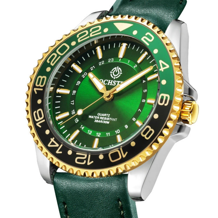 Ochstin 5019G Fashion Business Waterproof Leather Strap Quartz Watch(Green+Green) - Leather Strap Watches by OCHSTIN | Online Shopping UK | buy2fix