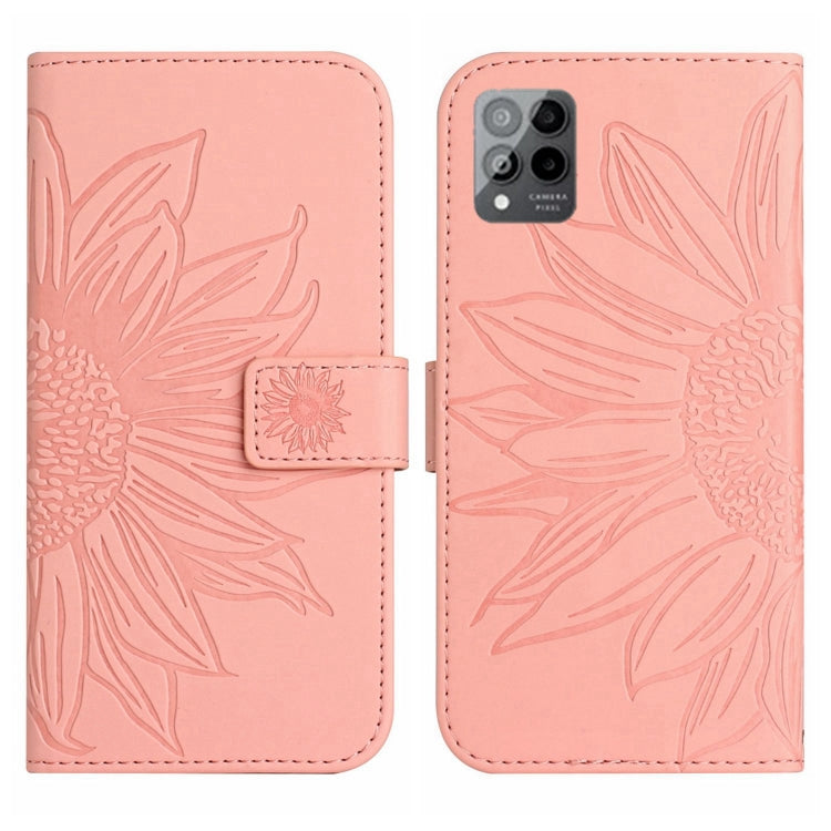 For T-Mobile Revvl 6 Pro 5G Skin Feel Sun Flower Pattern Flip Leather Phone Case with Lanyard(Pink) - More Brand by buy2fix | Online Shopping UK | buy2fix