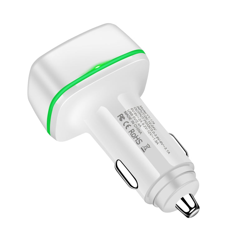 ACC-178 30W Dual USB+USB-C/Type-C Fast Charge Car Charger(White) - In Car by buy2fix | Online Shopping UK | buy2fix