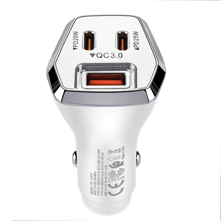 ACC-319PD 45W USB+Dual Type-C Fast Charge Car Charger(White) - In Car by buy2fix | Online Shopping UK | buy2fix