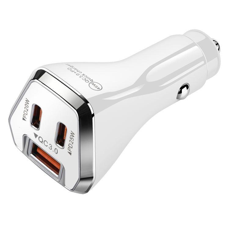 ACC-319PD 45W USB+Dual Type-C Fast Charge Car Charger(White) - In Car by buy2fix | Online Shopping UK | buy2fix