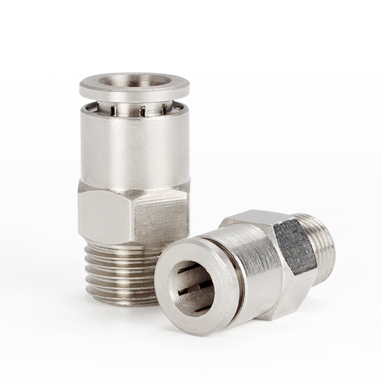 PC12-04 LAIZE Nickel Plated Copper Male Thread Straight Pneumatic Quick Connector -  by LAIZE | Online Shopping UK | buy2fix