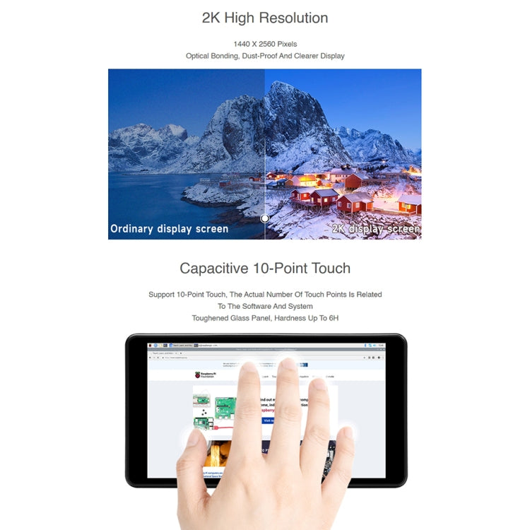 Waveshare Raspberry Pi 5.5 inch 2K Capacitive Touch LCD Display(Black) - Consumer Electronics by WAVESHARE | Online Shopping UK | buy2fix
