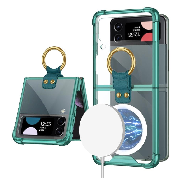 For Samsung Galaxy Z Flip3 5G GKK MagSafe Airbag Shockproof Phone Case with Ring Holder(Green) - Galaxy Phone Cases by GKK | Online Shopping UK | buy2fix