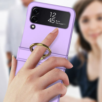 For Samsung Galaxy Z Flip4 GKK Ultrathin Hinge Full Coverage Phone Case with Ring Holder(White) - Galaxy Z Flip4 5G Cases by GKK | Online Shopping UK | buy2fix