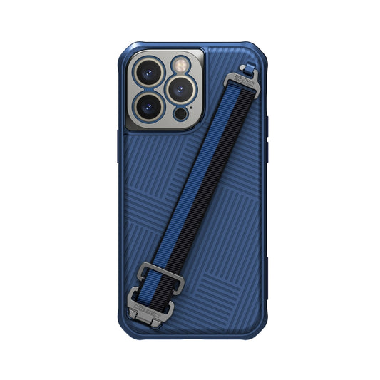 For iPhone 14 Pro Max NILLKIN Full Coverage Phone Case with Wrist Strap(Blue) - iPhone 14 Pro Max Cases by NILLKIN | Online Shopping UK | buy2fix