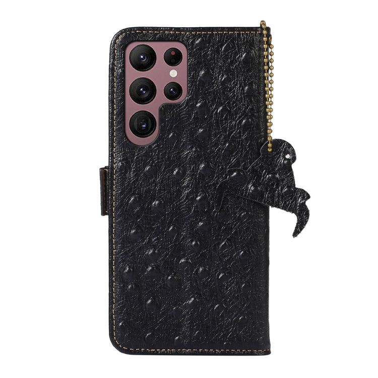 For Samsung Galaxy S23 Ultra 5G Ostrich Pattern Genuine Leather RFID Phone Case(Black) - Galaxy S23 Ultra 5G Cases by buy2fix | Online Shopping UK | buy2fix