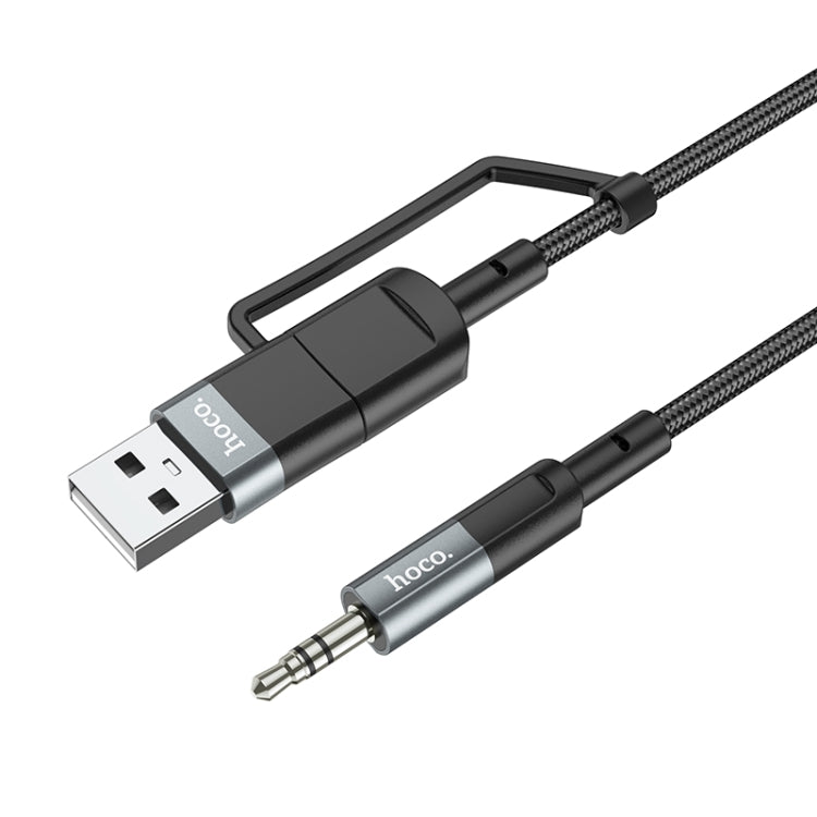 hoco UPA23 2 in 1 Type-C+USB Digital Audio Conversion Cable(Metal Grey) - Video & Audio Cable by hoco | Online Shopping UK | buy2fix