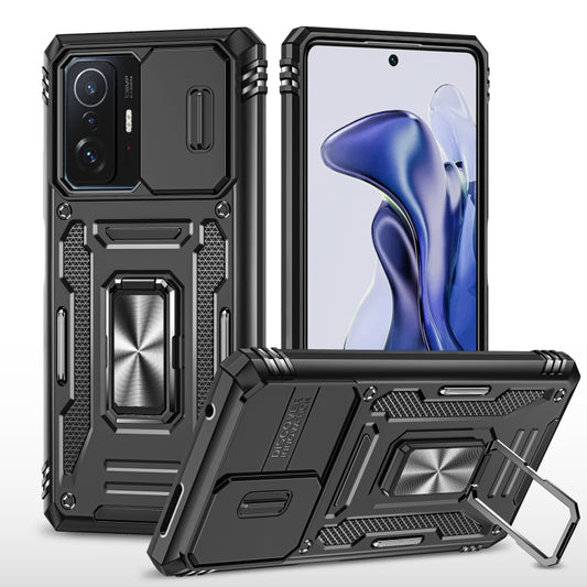 For Xiaomi 11T Armor PC + TPU Camera Shield Phone Case(Black) - Xiaomi Cases by buy2fix | Online Shopping UK | buy2fix