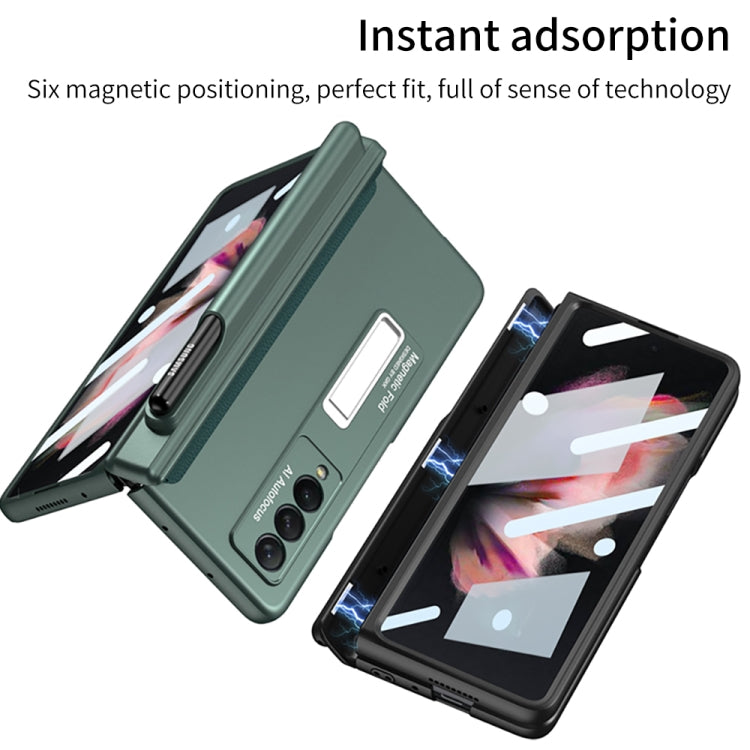 For Samsung Galaxy Z Fold3 5G GKK Full Coverage Magnetic Fold Hinge Shockproof Phone Case with Pen Slots(Green) - Galaxy Phone Cases by GKK | Online Shopping UK | buy2fix