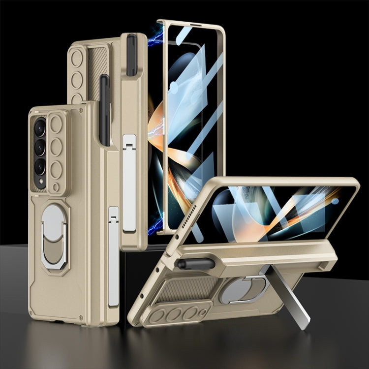 For Samsung Galaxy Z Fold4 GKK Integrated Magnetic Folding Phone Case with Pen Case(Champagne Gold) - Galaxy Z Fold4 5G Cases by GKK | Online Shopping UK | buy2fix
