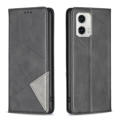 For Motorola Moto G73 5G Prismatic Invisible Magnetic Leather Phone Case(Black) - Motorola Cases by buy2fix | Online Shopping UK | buy2fix