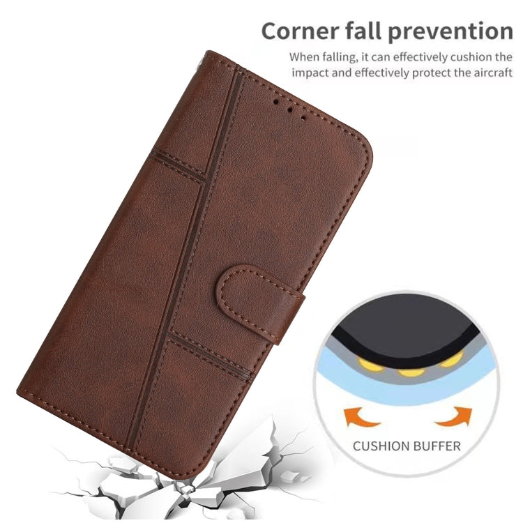 For Xiaomi Redmi Note 12 Pro Speed / Poco X5 Pro 5G Stitching Calf Texture Buckle Leather Phone Case(Brown) - Xiaomi Cases by buy2fix | Online Shopping UK | buy2fix