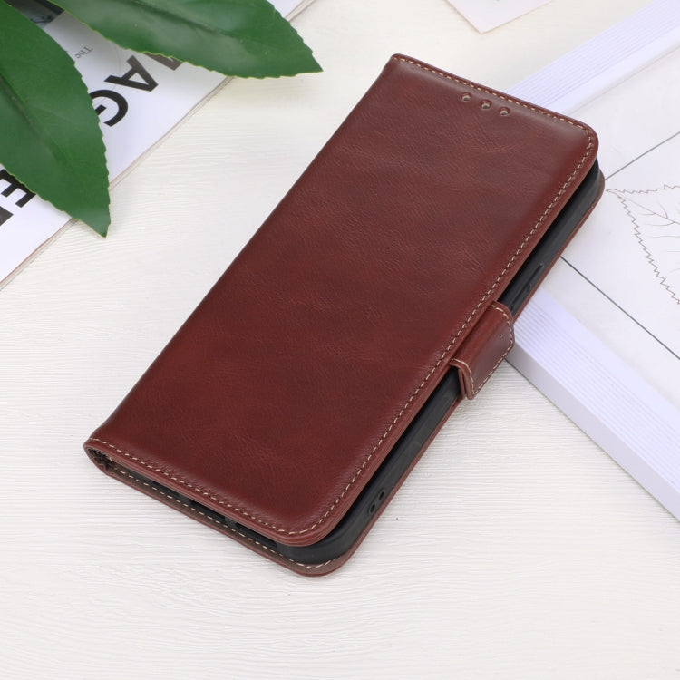 For OnePlus Nord CE 3 Lite Crazy Horse Top Layer Cowhide RFID Leather Phone Case(Brown) - OnePlus Cases by buy2fix | Online Shopping UK | buy2fix