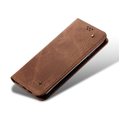 For Xiaomi Poco X5 Pro 5G / Redmi Note 12 Pro Speed Denim Texture Leather Phone Case(Brown) - Xiaomi Cases by buy2fix | Online Shopping UK | buy2fix