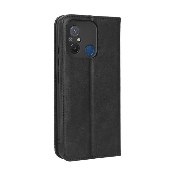 For Xiaomi Redmi 12C / 11A Magnetic Buckle Retro Texture Leather Phone Case(Black) - Xiaomi Cases by buy2fix | Online Shopping UK | buy2fix