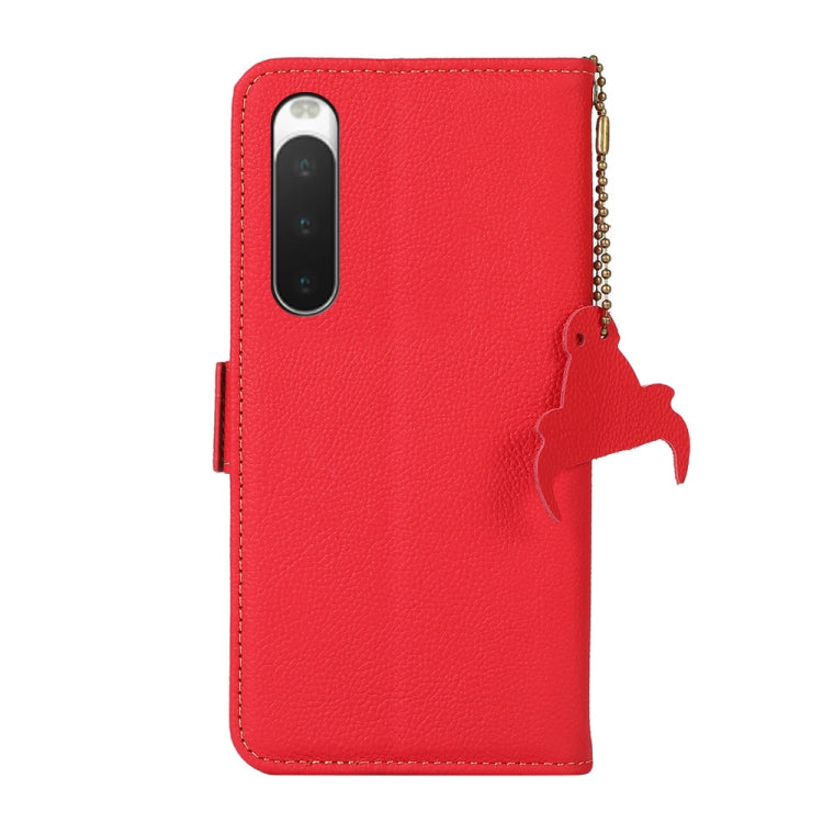 For Sony Xperia 10 IV Side-Magnetic TJ Genuine Leather RFID Phone Case(Red) - Sony Cases by buy2fix | Online Shopping UK | buy2fix