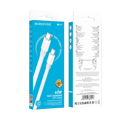 Borofone BX89 Type-C to Type-C Union 60W Charging Data Cable, Length:1m(White Gray) -  by Borofone | Online Shopping UK | buy2fix