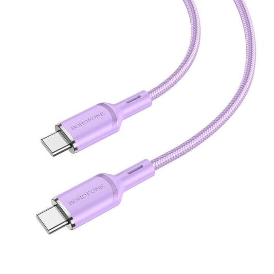 Borofone BX90 Type-C to Type-C Cyber 60W Charging Data Cable, Length:1m(Purple) -  by Borofone | Online Shopping UK | buy2fix