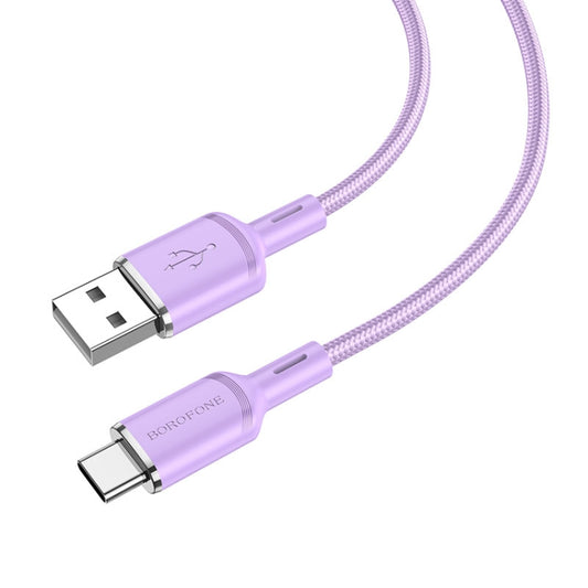 Borofone BX90 USB to Type-C Cyber 3A Charging Data Cable, Length:1m(Purple) -  by Borofone | Online Shopping UK | buy2fix