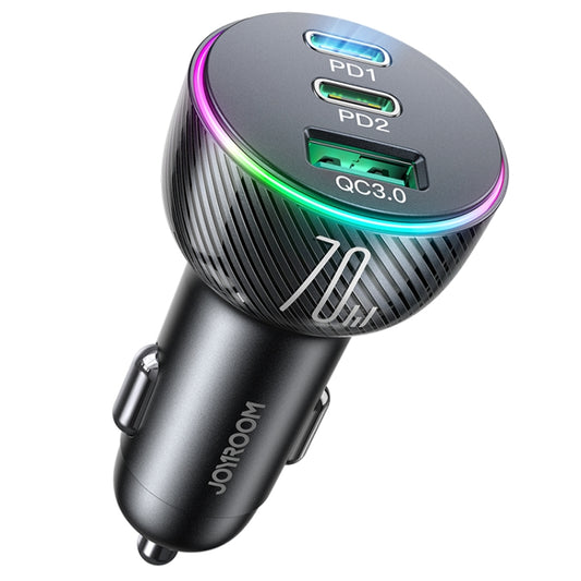 JOYROOM JR-CL26 70W 3-port USB+USB-C / Type-C Car Charger(Black) - Car Charger by JOYROOM | Online Shopping UK | buy2fix