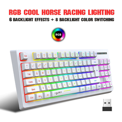 HXSJ L100 87 Keys RGB Backlit Film 2.4G Wireless Keyboard(White) -  by HXSJ | Online Shopping UK | buy2fix