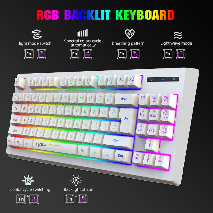 HXSJ L100 87 Keys RGB Backlit Film 2.4G Wireless Keyboard(White) -  by HXSJ | Online Shopping UK | buy2fix