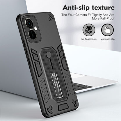 For Tecno Camon 19 Neo Variety Brave Armor Finger Loop Holder Phone Case(Black) - Tecno Cases by buy2fix | Online Shopping UK | buy2fix