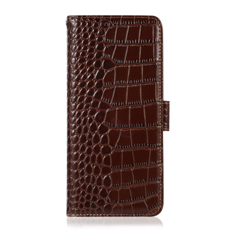 For Sony Xperia 1 V Crocodile Top Layer Cowhide Leather Phone Case(Brown) - Sony Cases by buy2fix | Online Shopping UK | buy2fix