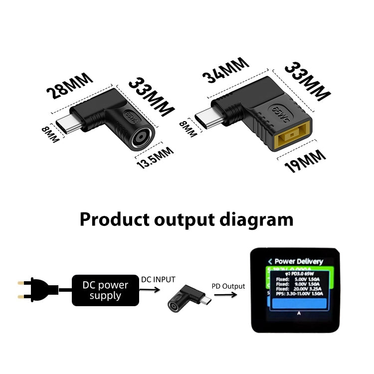 2.5x0.7mm 65W DC Input to USB-C / Type-C PD Power Adapter - Computer & Networking by buy2fix | Online Shopping UK | buy2fix